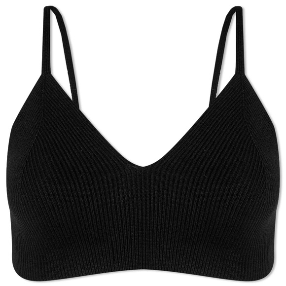 John Elliott Tops - JOHN ELLIOTT SILK COTTON RIB BRALETTE BLACK
